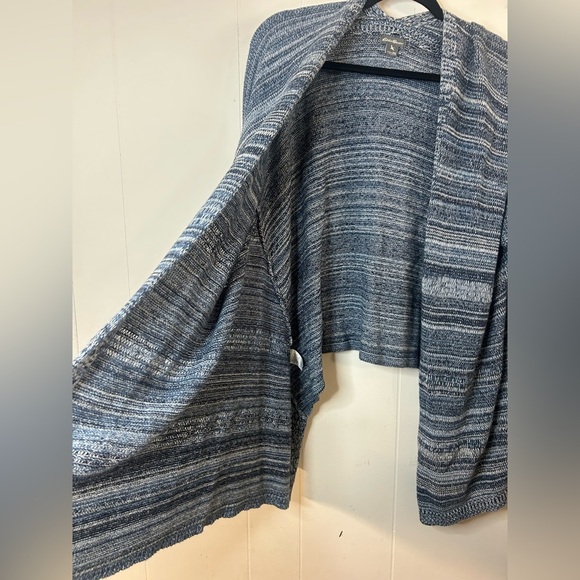 Eddie Bauer, size 2XL, 100% cotton blue cardigan, knit texture, draped front - Picture 3 of 6